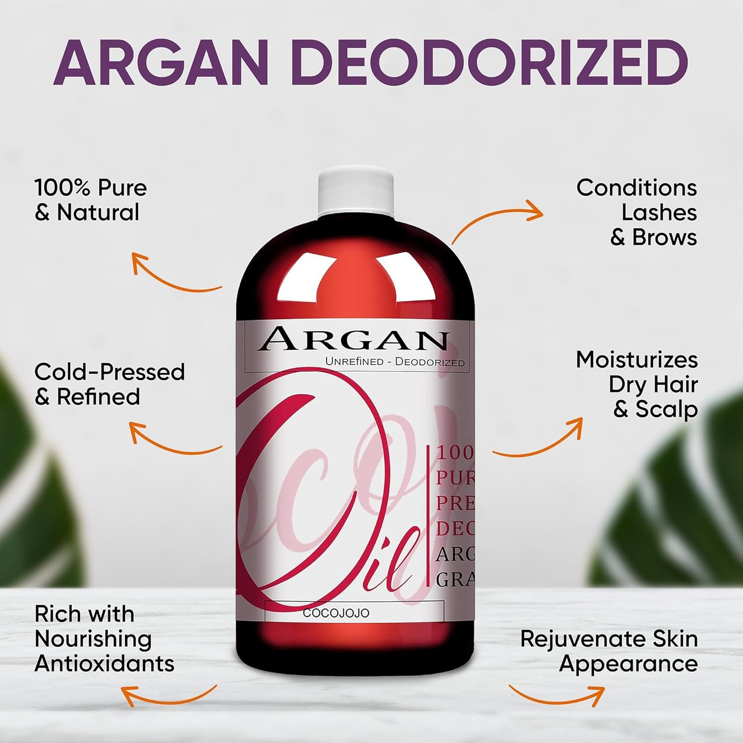 Pure Argan Oil Deodorized Unrefined Cold Pressed, 32 Fluid Ounce - Timeless Beauty