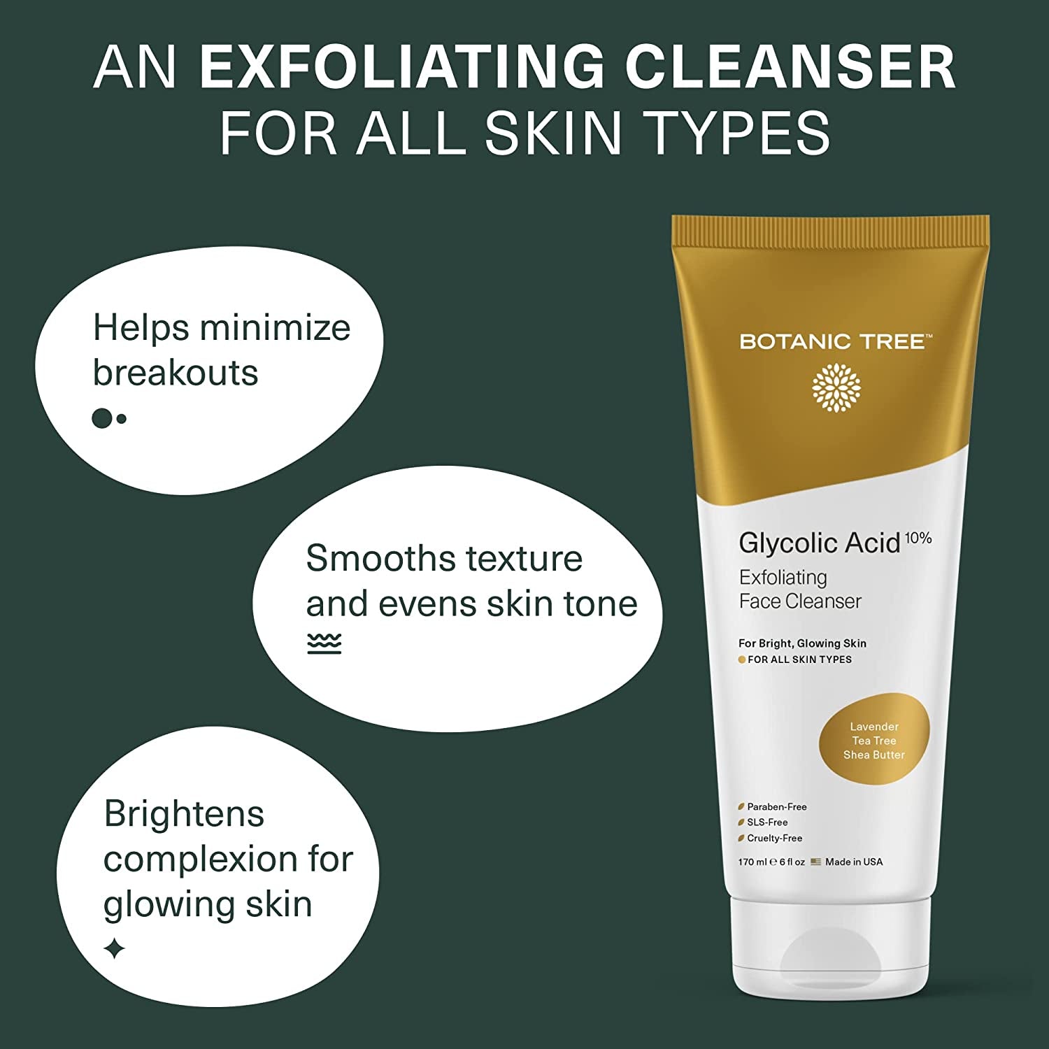 Glycolic Acid Face Wash, Exfoliating Facial Cleanser for Facial Skin Care, Acne Treatment Face Scrub, 10% Glycolic and Salicylic Acid 6 Fl. Oz (2 Pack) - Timeless Beauty