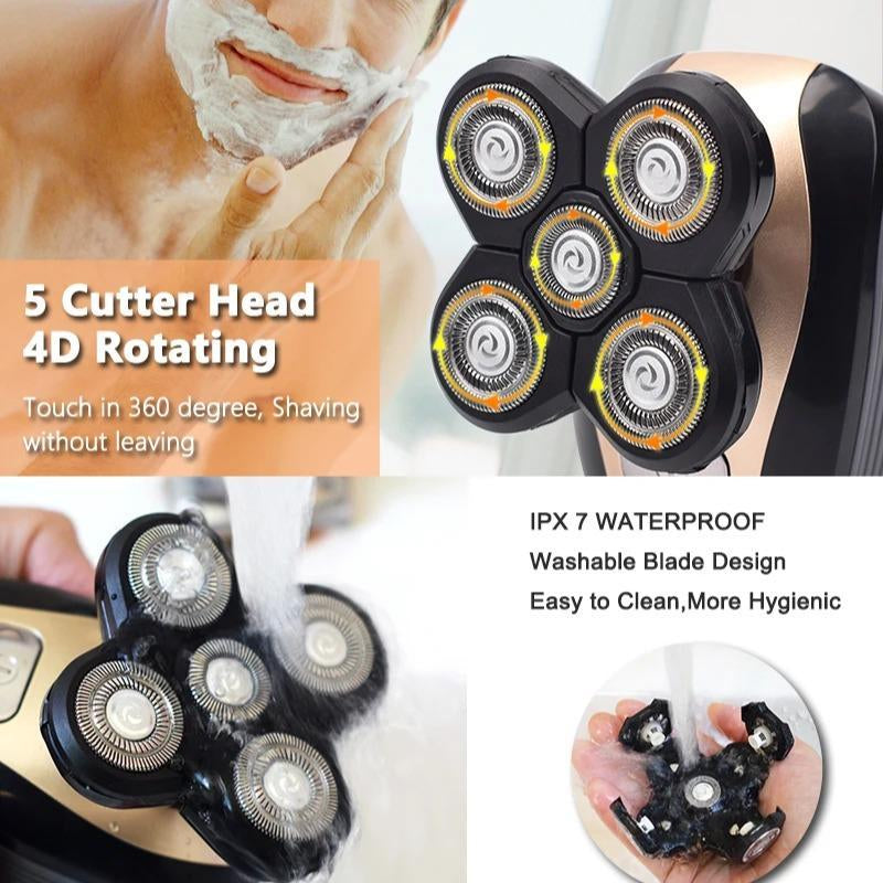 5 in 1 Electric Razor, Rechargeable Rotary Shaver, Cordless Grooming Kit with Beard, Nose, Ear, Body Hair Trimmer, Face Cleaning Brush, Gifts for Men, Valentine&
