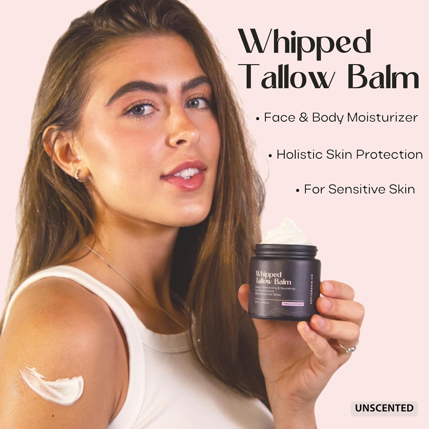 Beef Tallow for Skin (Unscented 2 Oz) - Whipped Tallow Balm for Face and Body - Natural Moisturizer for Sensitive Dry Skin - Handmade Body Butter - 100% Grass-Fed Tallow Cream for Skincare - Belly Butter Lotion - Timeless Beauty