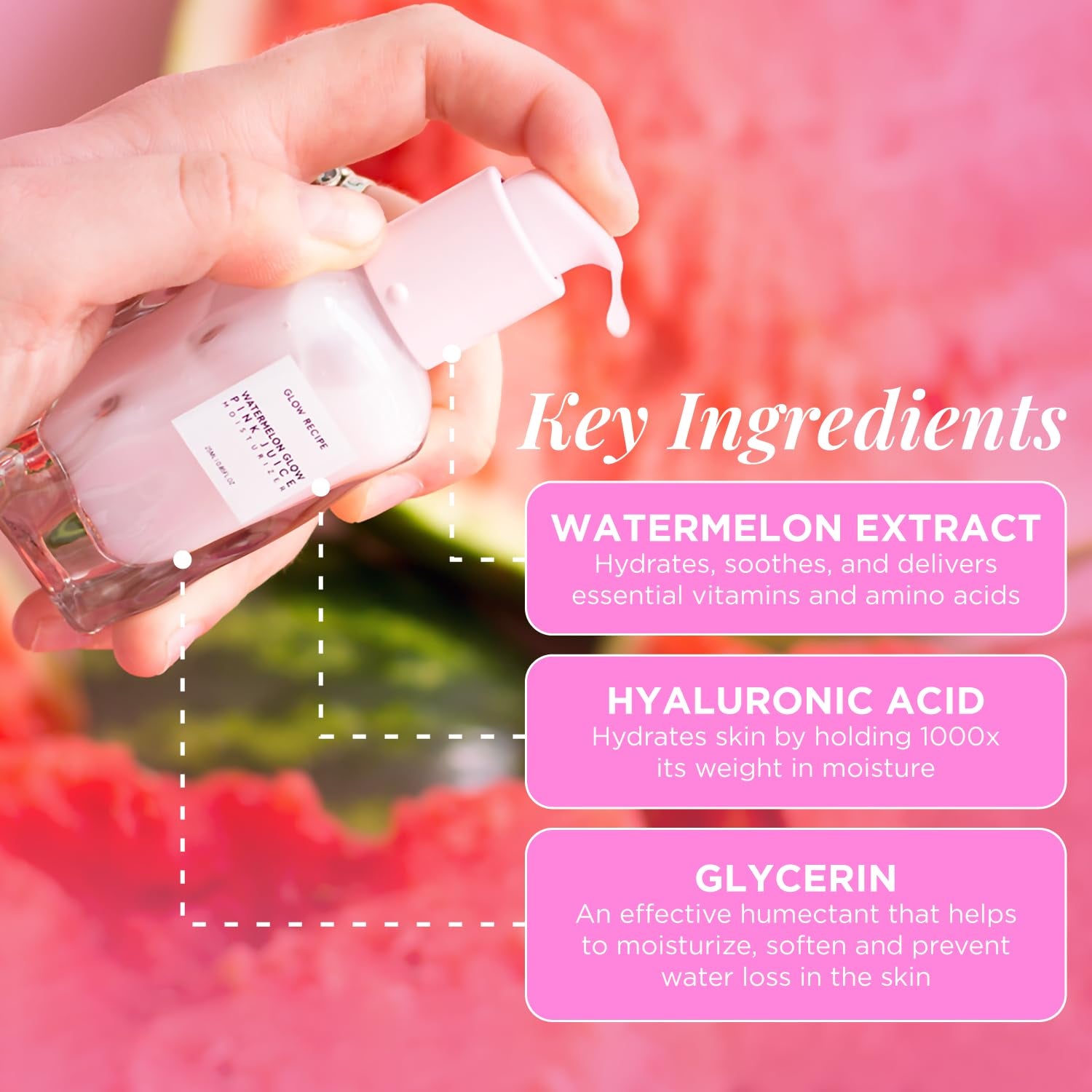 Watermelon Glow Icons Skin Care Gift Set - Niacinamide Dew Drops Face Serum + PHA + BHA Pore Minimizing Toner with Hyaluronic Acid + Pink Juice Facial Moisturizer (3 Count) - Timeless Beauty