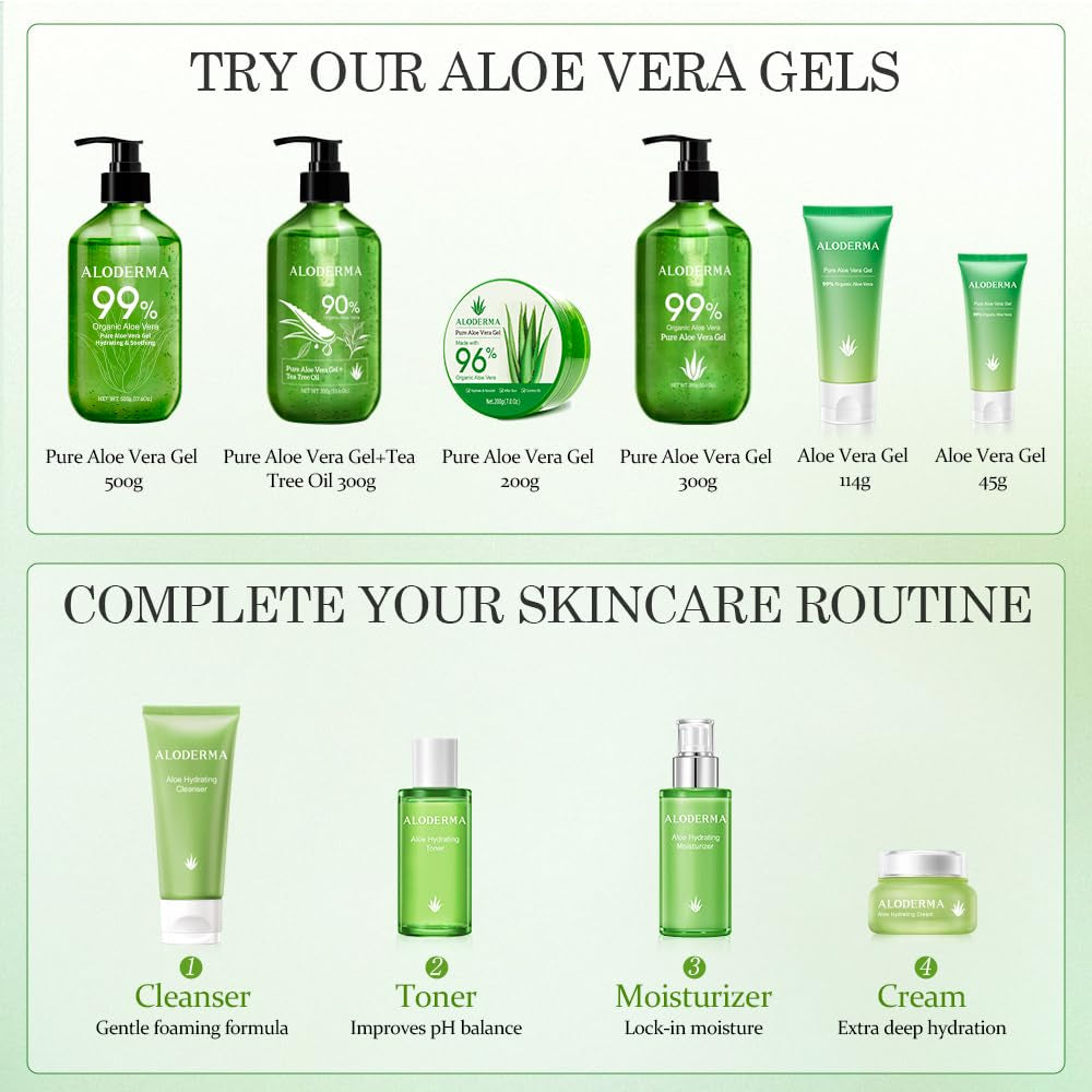 Organic Aloe Vera Gel for Face & Body, 96% Pure Aloe Gel Made within 12 Hours of Harvest, Ideal for Skin, Scalp, & Hair Hydration, Calming Moisturizer for Soothing after Sun Care Relief, 7Oz - Timeless Beauty