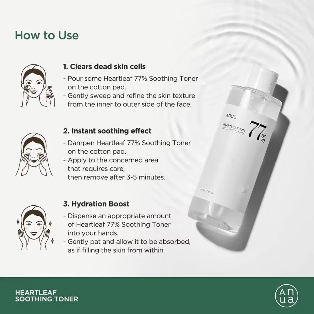 Anua Heartleaf 77% Soothing Toner Clear Pad Pore Control Cleansing Oil 77 Pore Deep Cleansing Foam Korea Skin Care Face Cleanser - Timeless Beauty