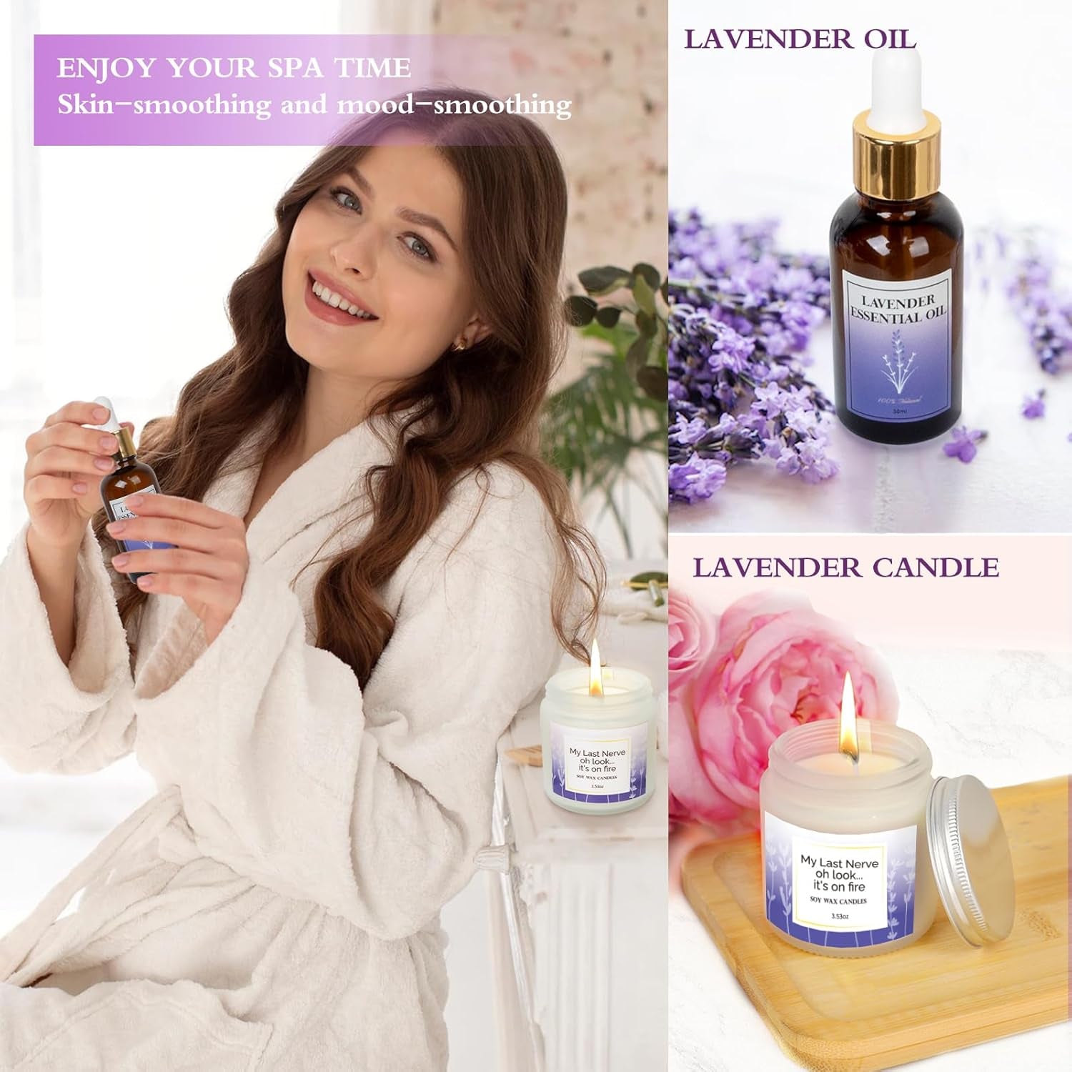 Lavender Gifts for Women - Care Package Relaxing Gifts - Lavender Spa Gifts Set, Self Care Gift for Women, Gift Baskets for Women Her Friend Sister Mom Wife, Christmas Lavender Gift Basket Ideas - Timeless Beauty