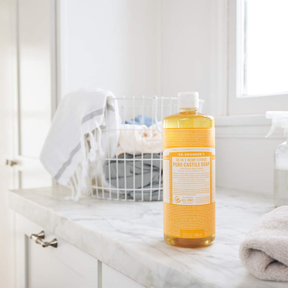 - Pure-Castile Liquid Soap (Citrus, 32 Ounce, 2-Pack) - Made with Organic Oils, 18-In-1 Uses: Face, Body, Hair, Laundry, Pets and Dishes, Concentrated, Vegan, Non-Gmo - Timeless Beauty