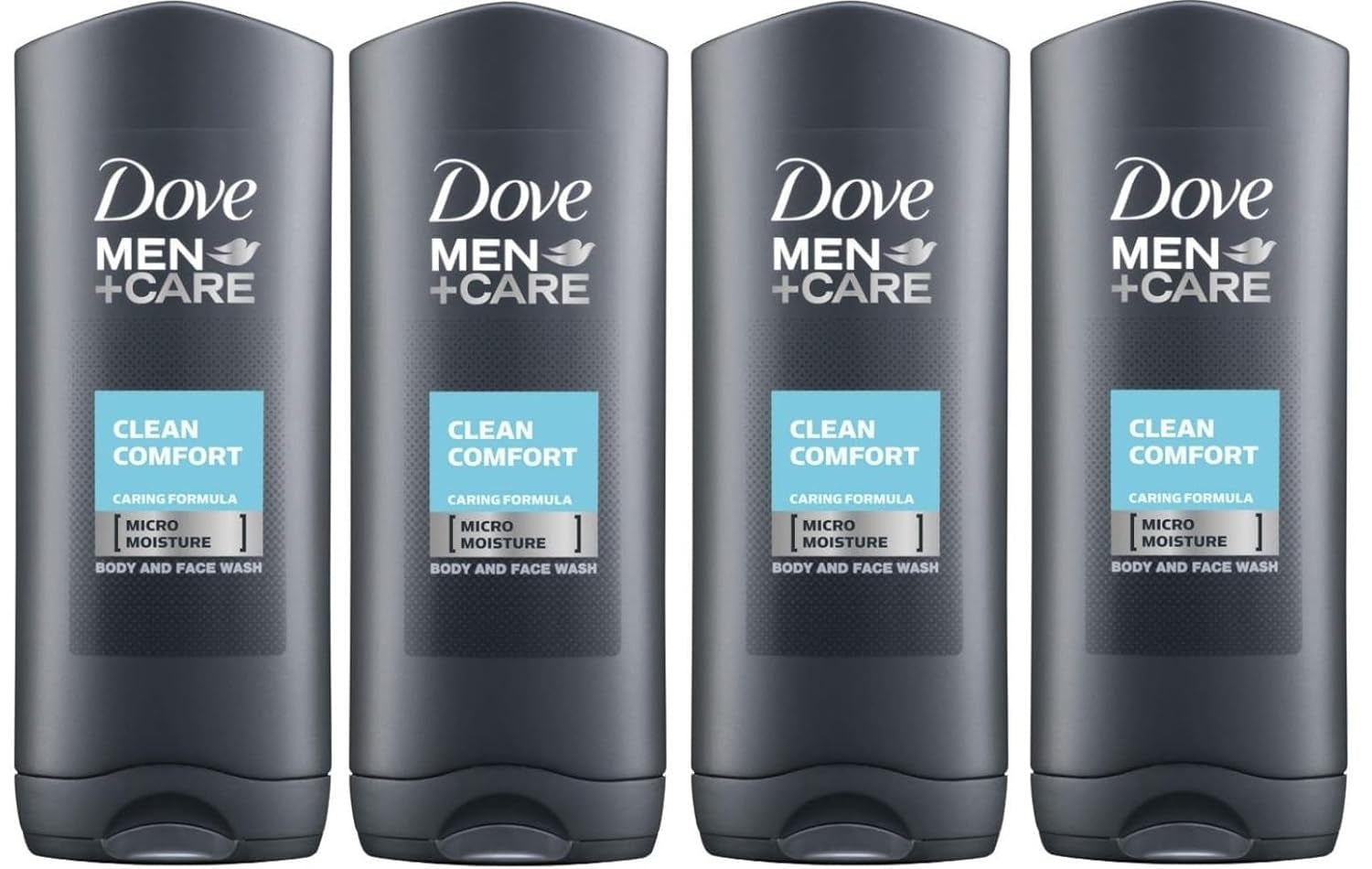 Men Care Body and Face Wash, Hydrating Clean Comfort, 250 Ml (8.5 Fl Oz), Value Bundle - Pack of 4