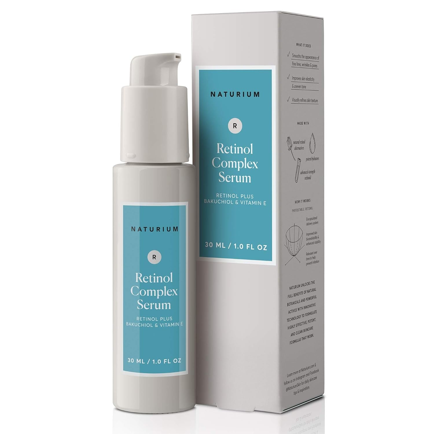 Retinol Complex Serum, Encapsulated Retinols & Bakuchiol, Refining & Smoothing Facial Serum, 1 Oz - Timeless Beauty