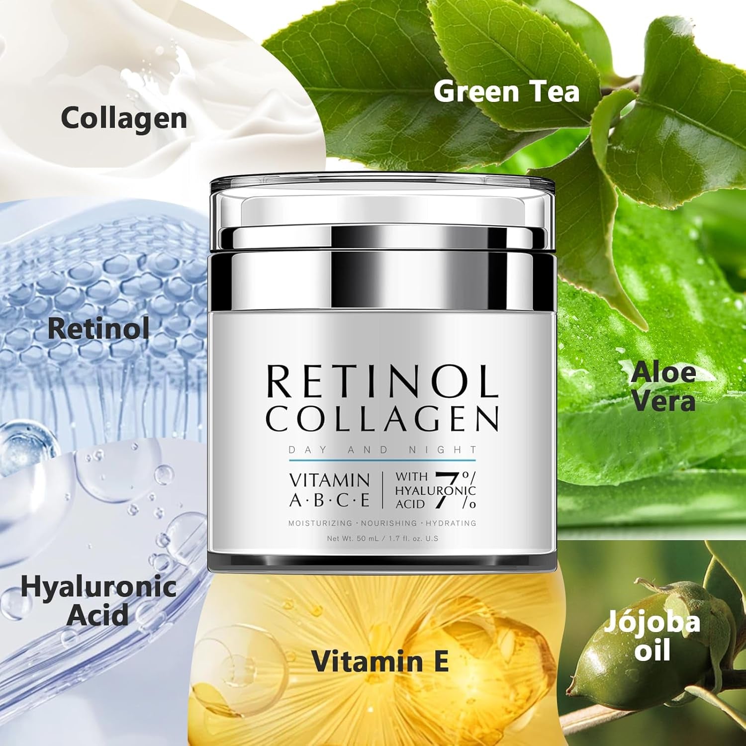 Night Cream Face Moisturizer with Retinol, Collagen, Niacinamide 10%, anti Wrinkle Face Cream, Made in USA, Retinol Cream for Face, anti Aging Face Cream, Face Moisturizer for Women, 1.7Oz - Timeless Beauty