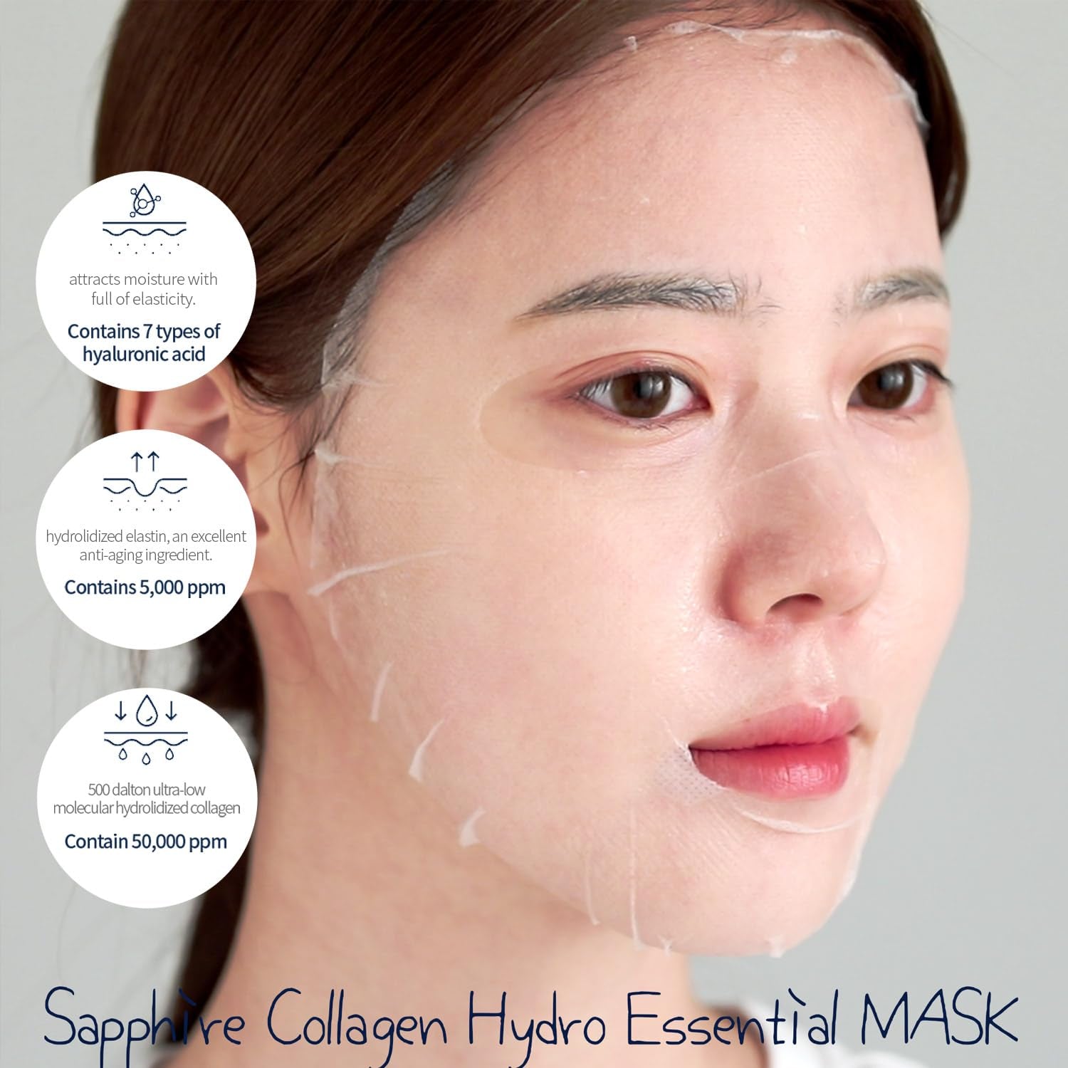 Sapphire Collagen Hydro Essential Mask 10 Sheets Skin Soothing Calming - Timeless Beauty