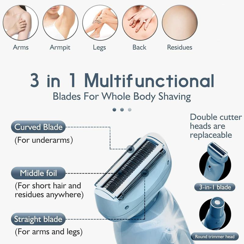 2 in 1 Electric Shaver, 1 Box Rechargeable Electric Cordless Razor for Women&