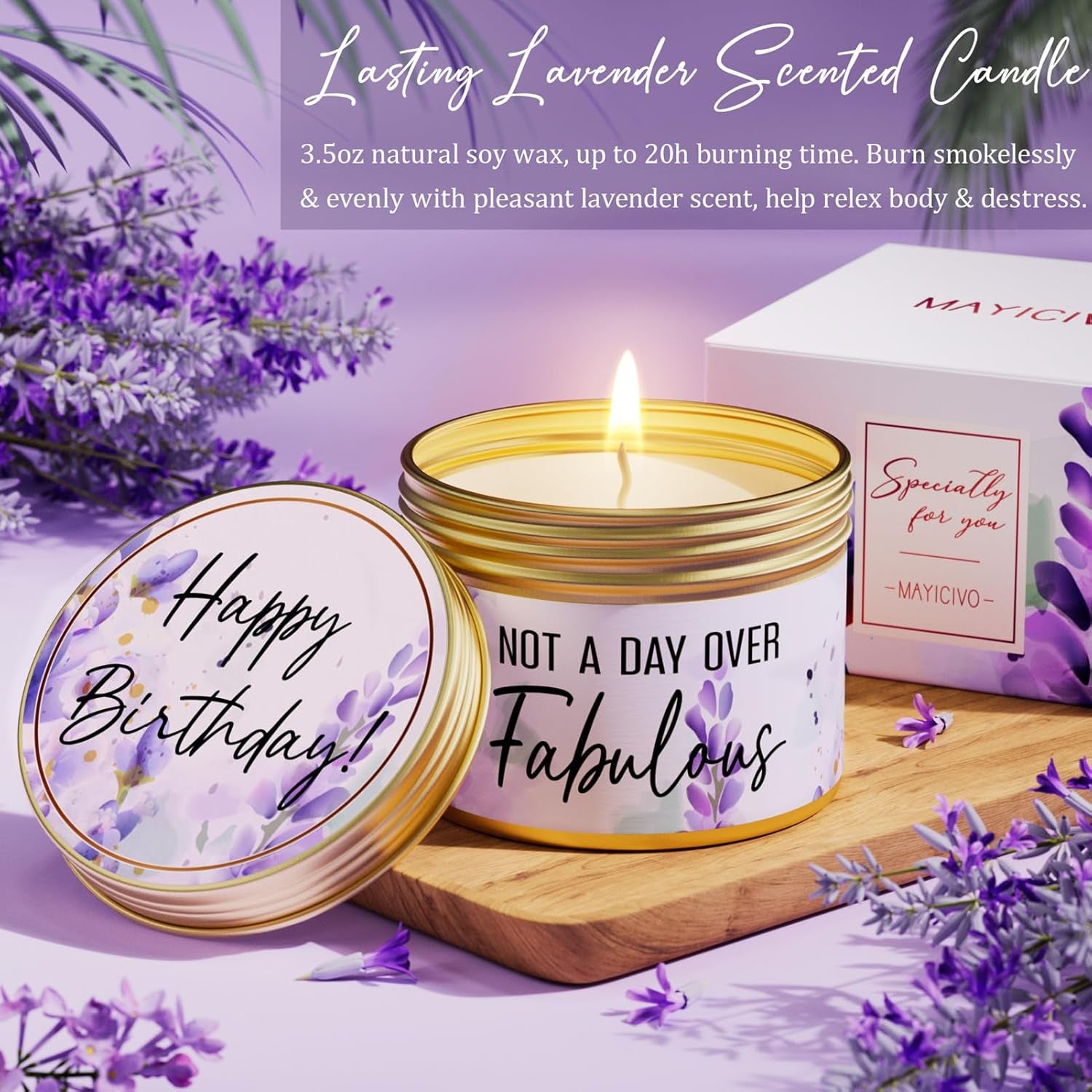 Birthday Gifts for Women Friendship, Lavender Relaxing Spa Gifts Basket Set for Women, Self Care Gifts Unique Happy Birthday Gifts Idea for Mom Her Best Friends Sister Wife Girlfriend Coworker Teacher - Timeless Beauty