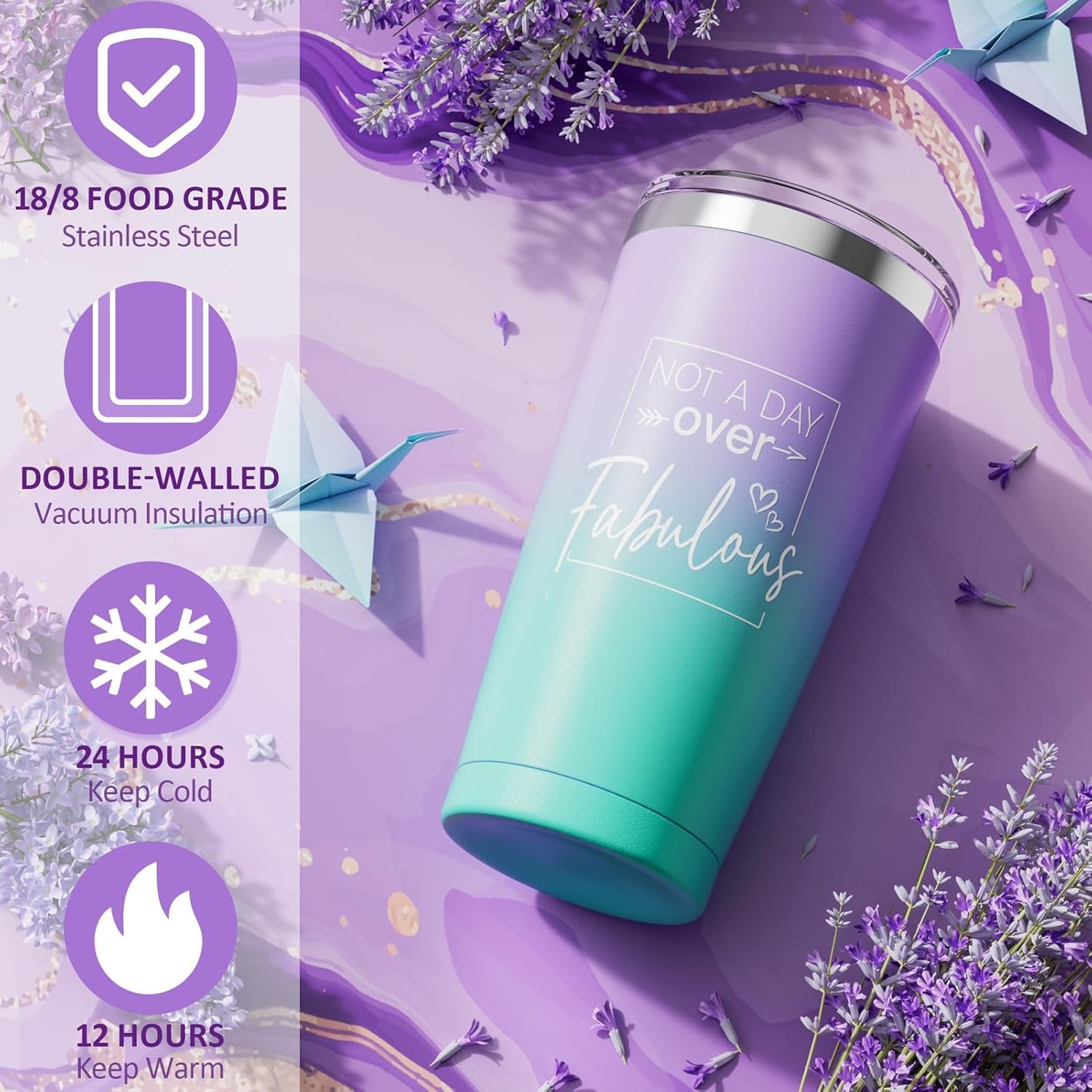 Birthday Gifts for Women Friendship, Lavender Relaxing Spa Gifts Basket Set for Women, Self Care Gifts Unique Happy Birthday Gifts Idea for Mom Her Best Friends Sister Wife Girlfriend Coworker Teacher - Timeless Beauty