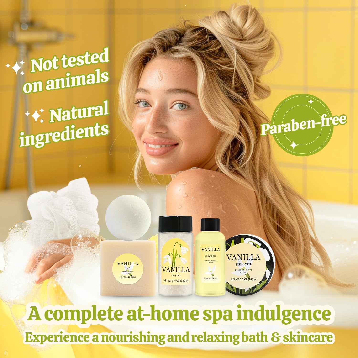 Gift Set for Women 8Pcs Bath and Body Gift Baskets for Women, Vanilla Self Care Gift Ideas Birthday Gifts for Women, Mothers Day, Christmas Gifts for Women - Timeless Beauty
