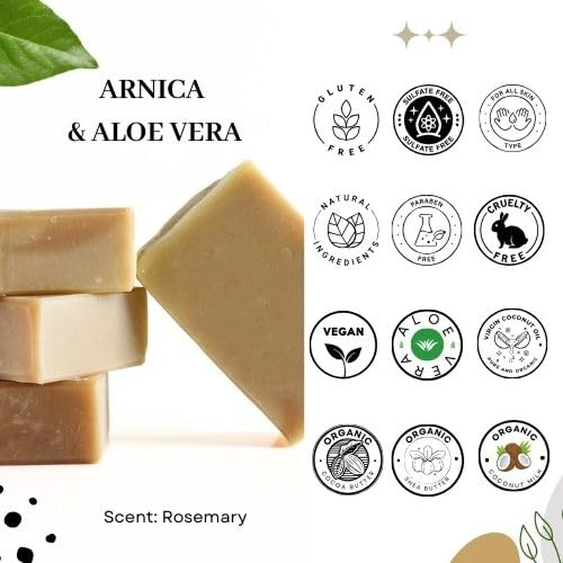 Arnica Aloe Vera with Rosemary Handcrafted Soap | Vegan | 100% Natural |Stimulates and Hydrating Properties for Hand, Face, & Body | Miami-Made - 1 Bar - Timeless Beauty