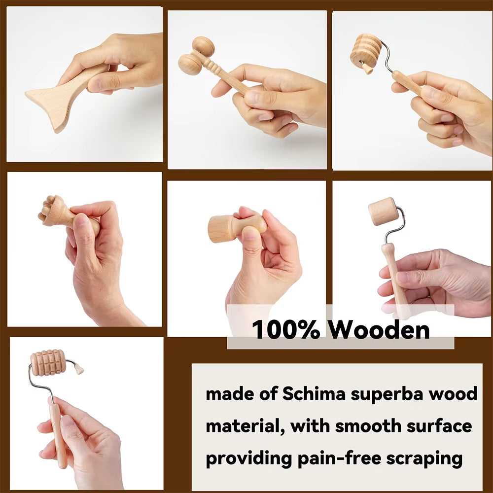 Wooden Facial Lifting Massage Facial Maderotherapy Masajeador Kit Gua Sha Tool Wood Therapy Wrinkle Remover Relaxation Skin Care - Timeless Beauty