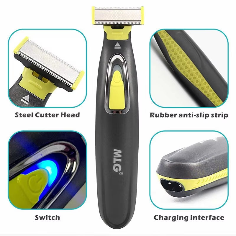Electric Shaver for Men & Women | Portable Full Body USB T-Shaped Blade Trimmer for Beard, Armpit & More | Washable & Rechargeable - Timeless Beauty