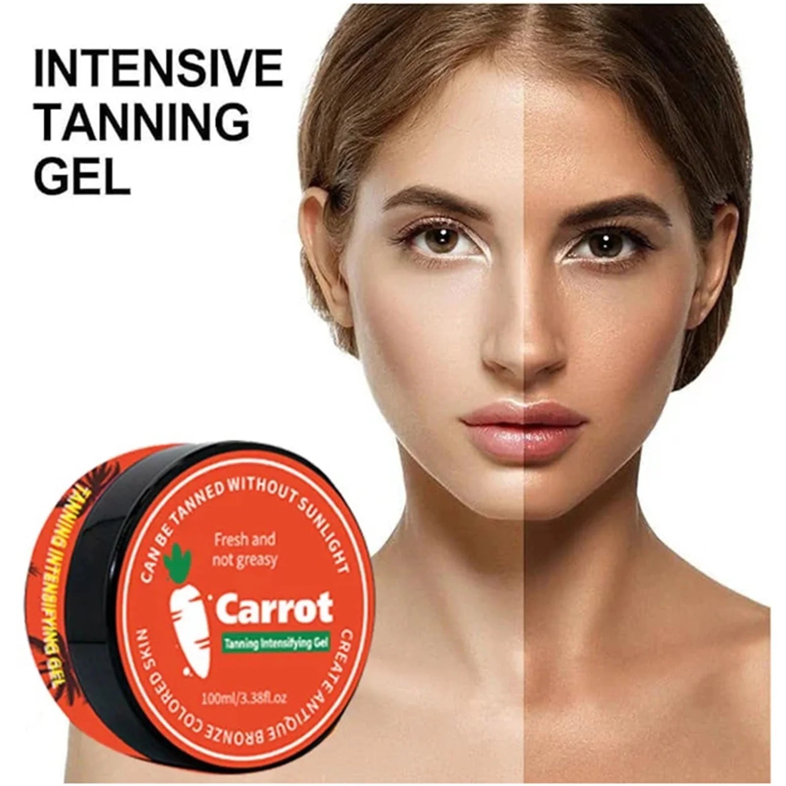 CARROT Tanning Intensifying Gel Peach Beauty Carrot Black Gel 100Ml/3.38Fl.Oz Lasting Gel Brown Tanning Gel for Body Indoor Outdoor Self Tanners Beach Women Men Fl Studio - Timeless Beauty