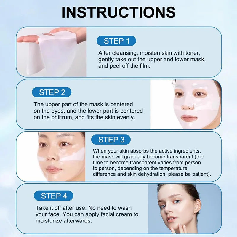 4Pcs/Box Absorbable Bio-Collagen Real Deep Mask Night Moisturizing Mask Firming Nourish Brightening Moisturizing Skin Care - Timeless Beauty