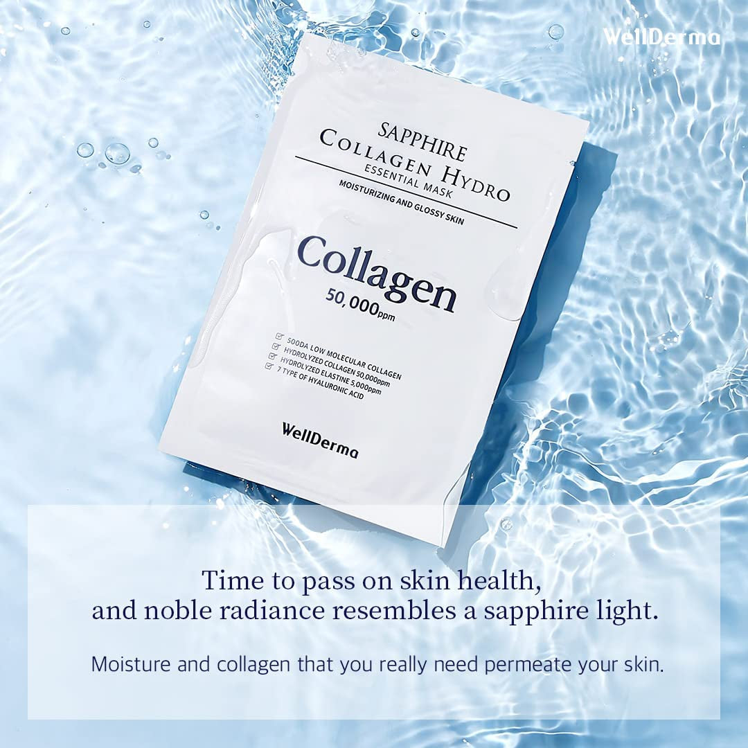 Sapphire Collagen Hydro Essential Mask 10 Sheets Skin Soothing Calming - Timeless Beauty