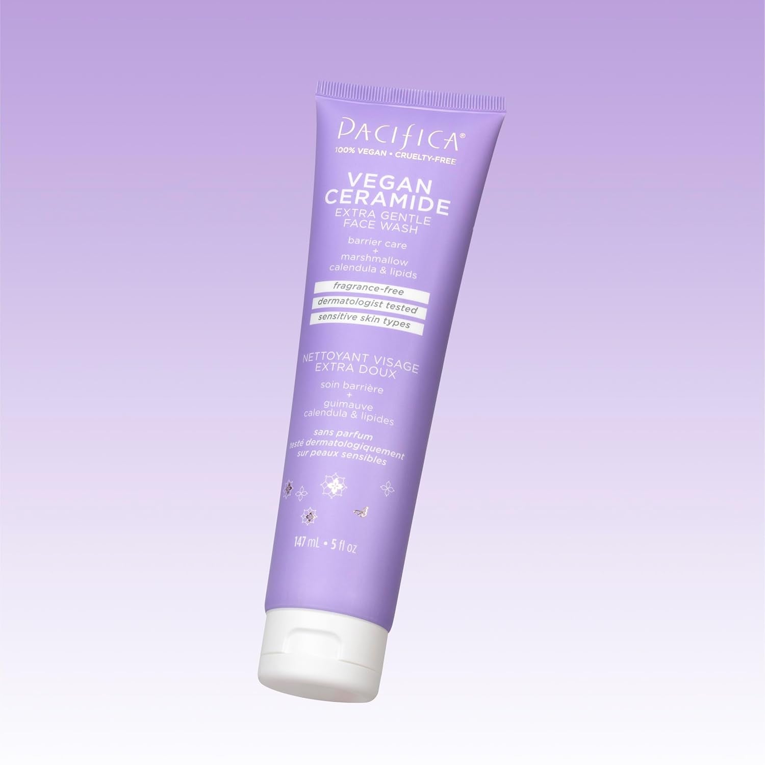 Face Wash Cleanser Vegan Ceramide Barrier Repair Extra Gentle for Daily Use Daily for Sensitive Skin, Fragrance Free, Calendula, Vegan & Cruelty-Free Dermatologist Tested - Timeless Beauty