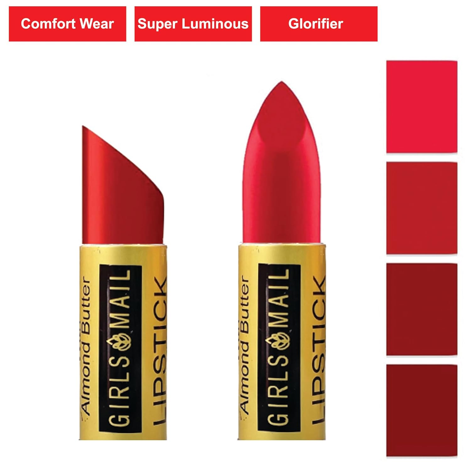 Professional Makeup Satin Matte Lipstick Twin Pack Almond Oil Infused Pure Blood Red Sticks Great for Young and Older Women Gone Girls Ladies Female Freelancers Housewives Beauty Educator - Timeless Beauty