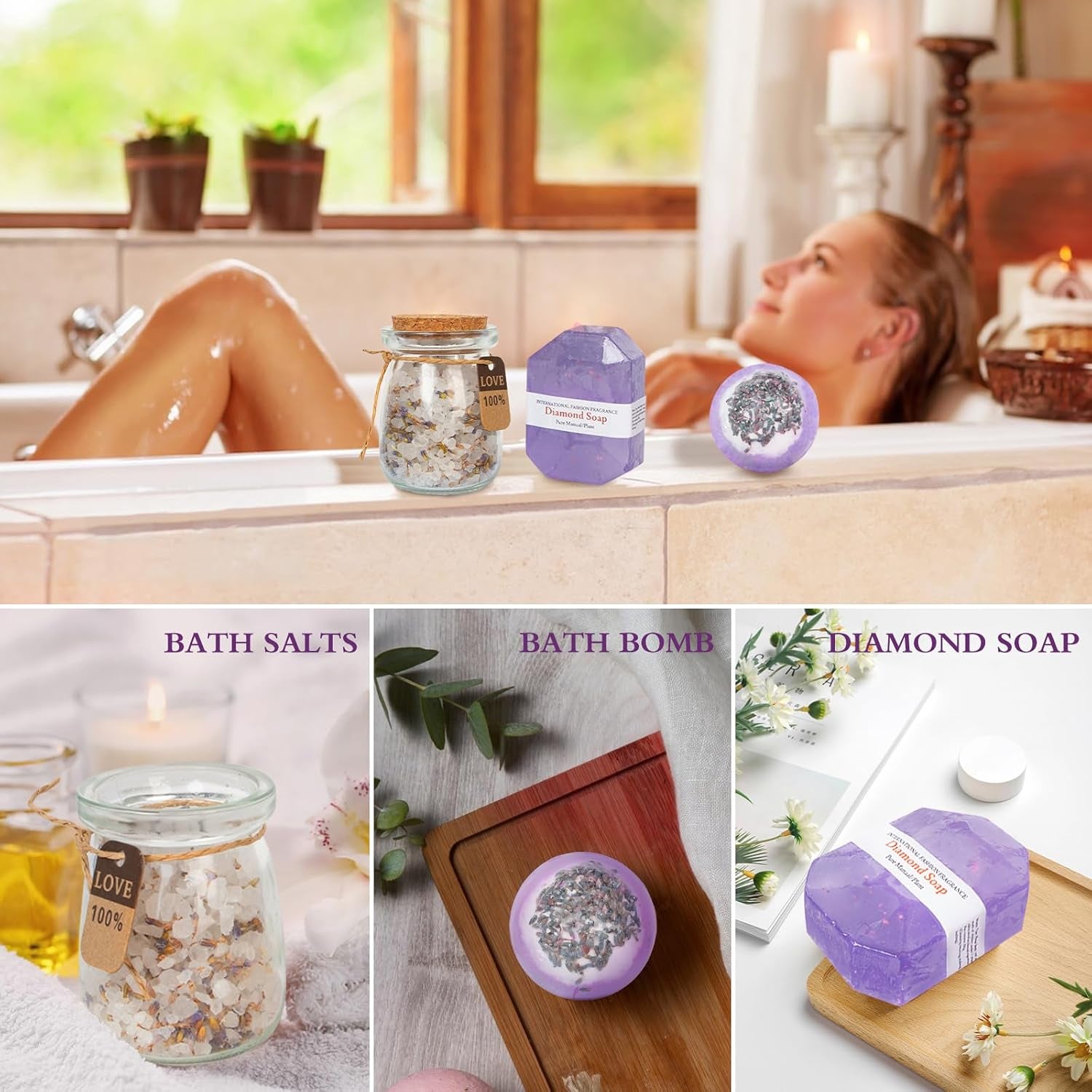 Lavender Gifts for Women - Care Package Relaxing Gifts - Lavender Spa Gifts Set, Self Care Gift for Women, Gift Baskets for Women Her Friend Sister Mom Wife, Christmas Lavender Gift Basket Ideas - Timeless Beauty