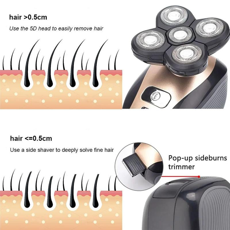 5 in 1 Electric Razor, Rechargeable Rotary Shaver, Cordless Grooming Kit with Beard, Nose, Ear, Body Hair Trimmer, Face Cleaning Brush, Gifts for Men, Valentine&