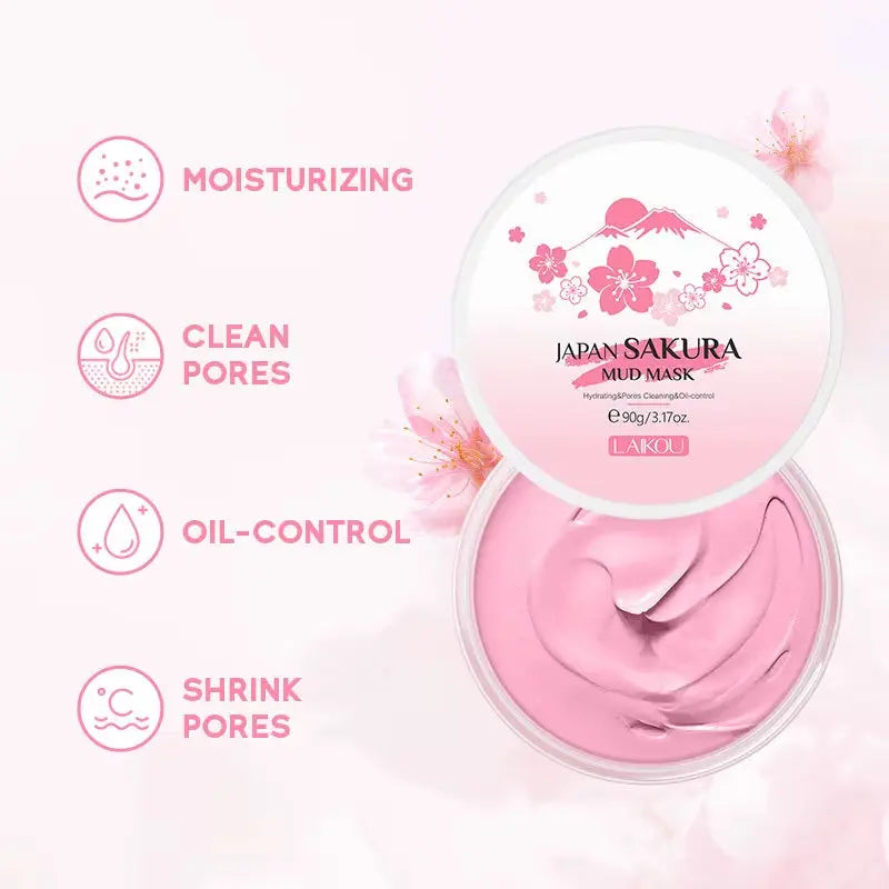 Naturals Sakura Volcanic Mud Mask for Face Deep Cleaning Remove Blackheads Improve Roughness Facial Oily Skin Care 90G - Timeless Beauty