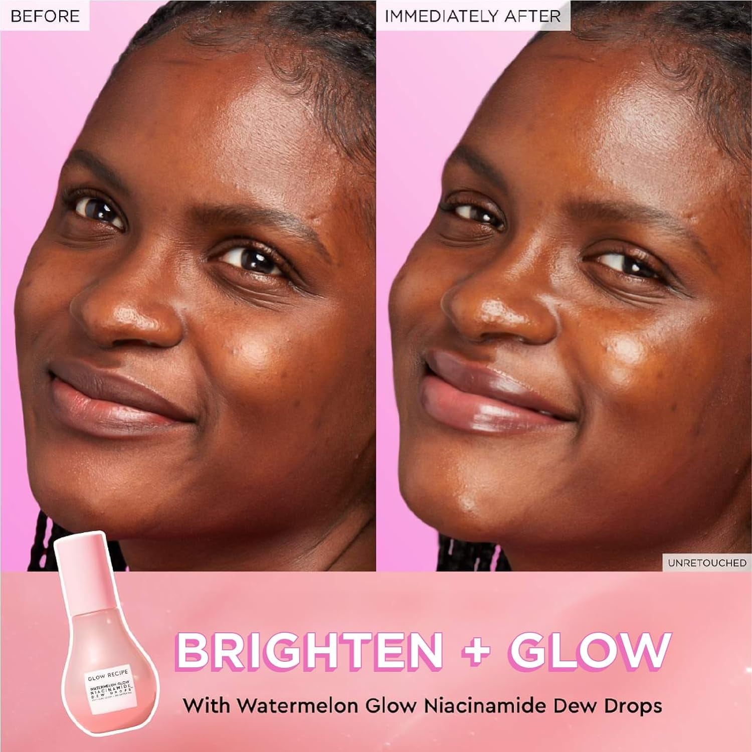 Watermelon Glow Icons Skin Care Gift Set - Niacinamide Dew Drops Face Serum + PHA + BHA Pore Minimizing Toner with Hyaluronic Acid + Pink Juice Facial Moisturizer (3 Count) - Timeless Beauty