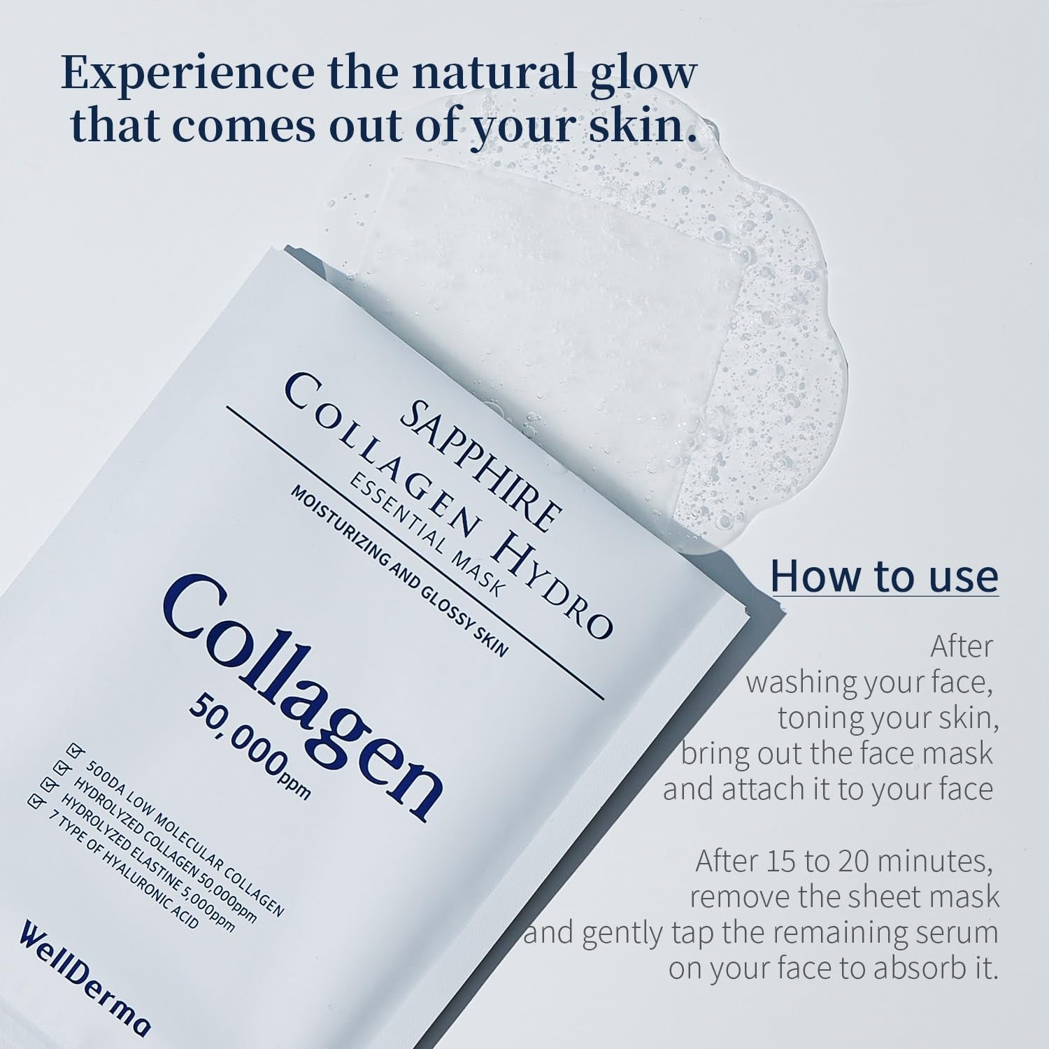 Sapphire Collagen Hydro Essential Mask 10 Sheets Skin Soothing Calming - Timeless Beauty