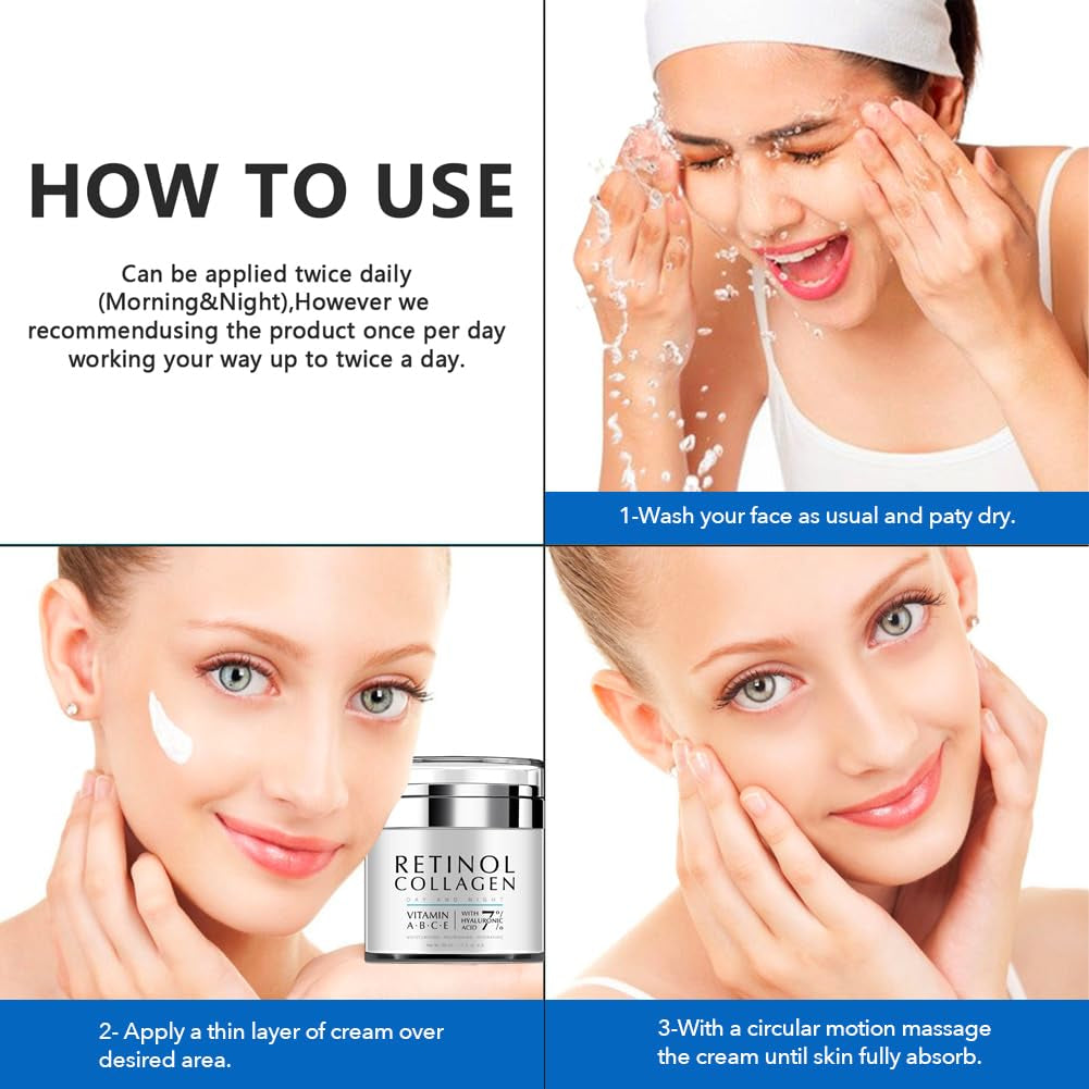 Night Cream Face Moisturizer with Retinol, Collagen, Niacinamide 10%, anti Wrinkle Face Cream, Made in USA, Retinol Cream for Face, anti Aging Face Cream, Face Moisturizer for Women, 1.7Oz - Timeless Beauty