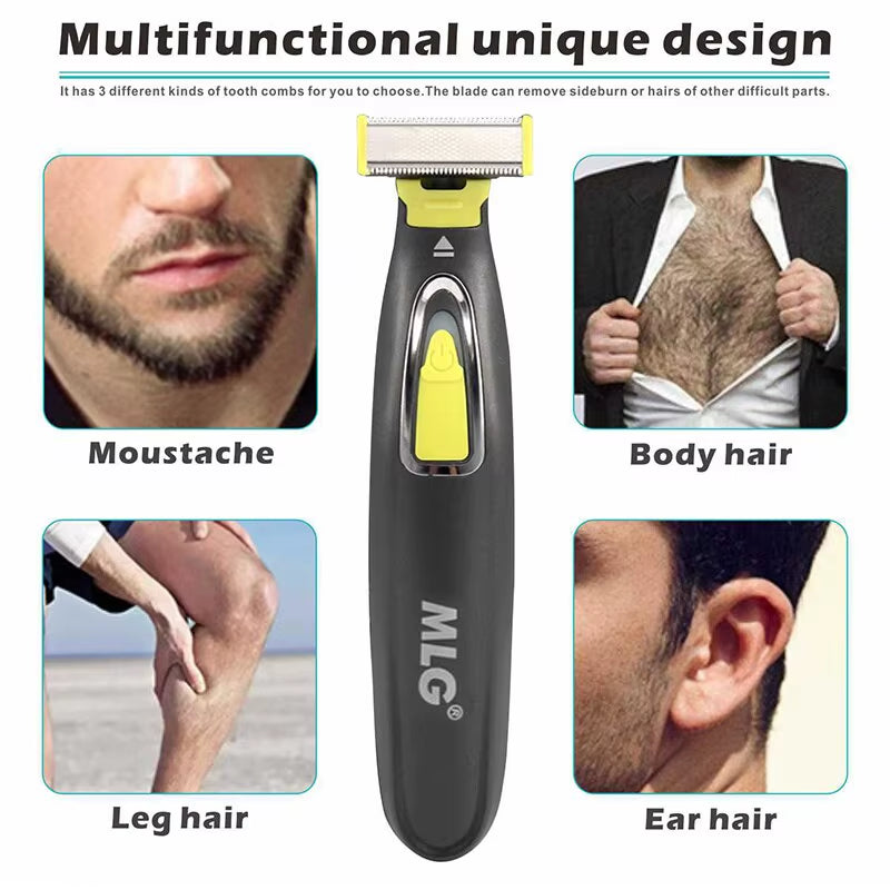 Electric Shaver for Men & Women | Portable Full Body USB T-Shaped Blade Trimmer for Beard, Armpit & More | Washable & Rechargeable - Timeless Beauty