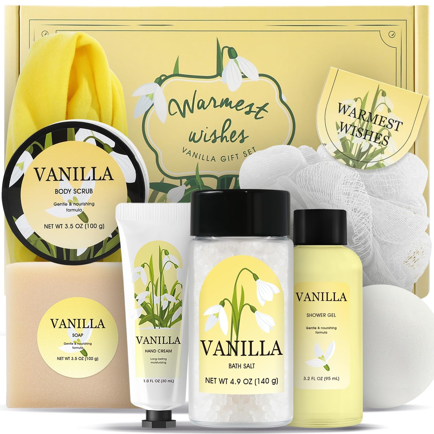 Gift Set for Women 8Pcs Bath and Body Gift Baskets for Women, Vanilla Self Care Gift Ideas Birthday Gifts for Women, Mothers Day, Christmas Gifts for Women - Timeless Beauty
