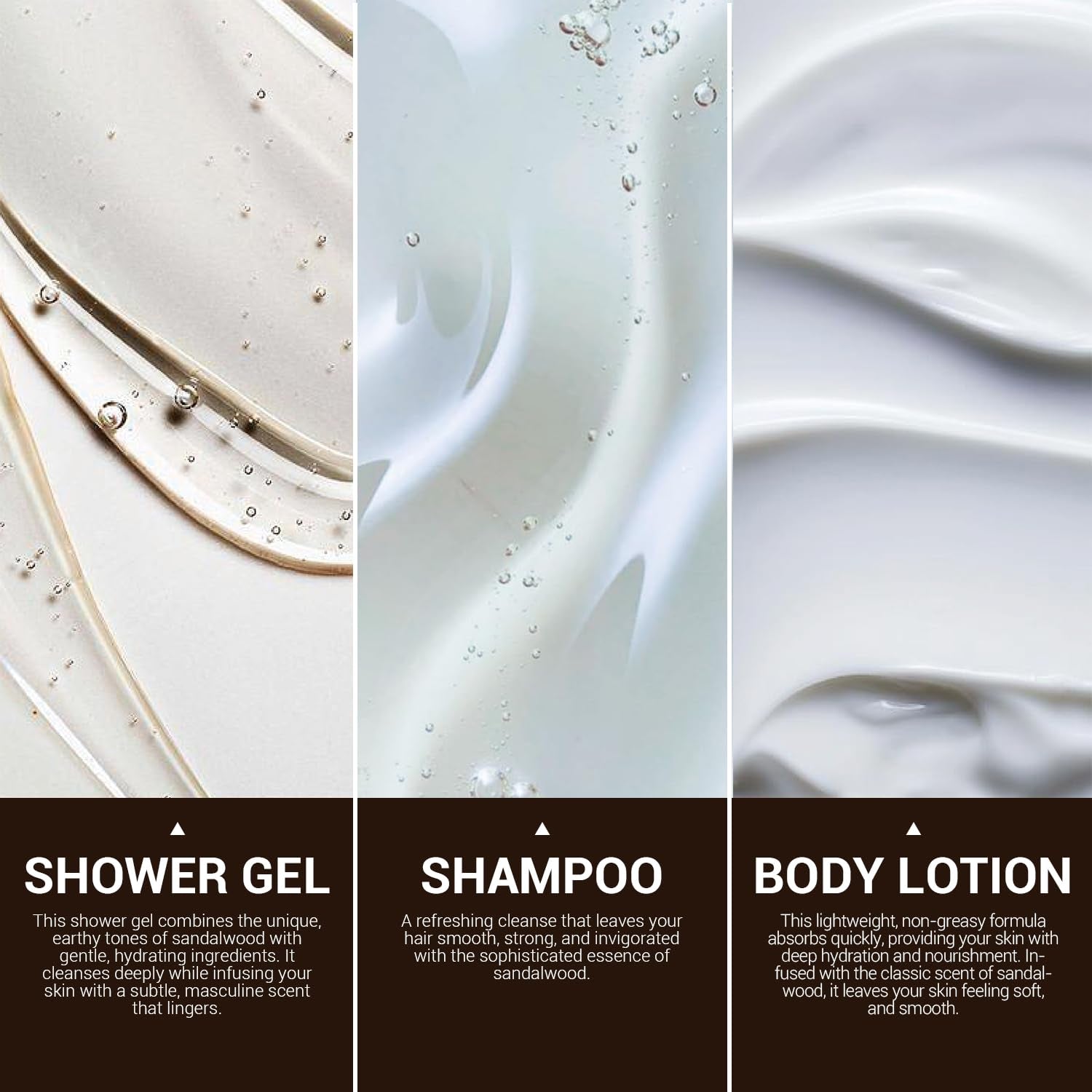 Birthday Gifts for Men Gift Sets for Men 3PC Mens Gift Set Gift Baskets for Men Includes Sandalwood Shower Gel Body Lotion Shampoo, Mens Gift Basket Christmas Gifts for Men Boyfriend - Timeless Beauty