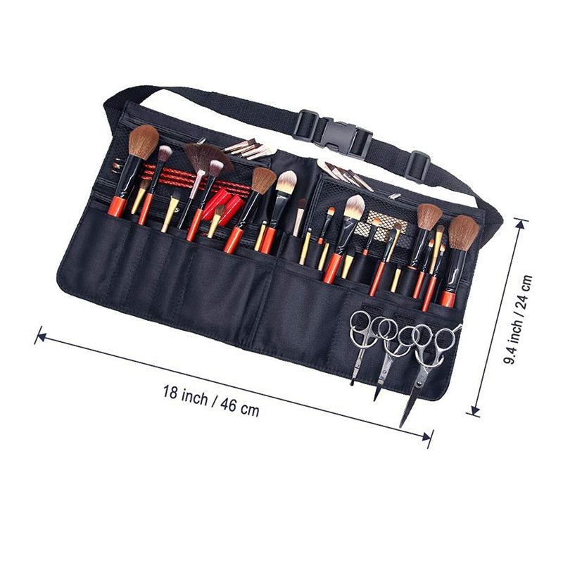 Professional Makeup Bag Waist Bag Women Cosmetic Brush Bag With Belt Maroon Asteria