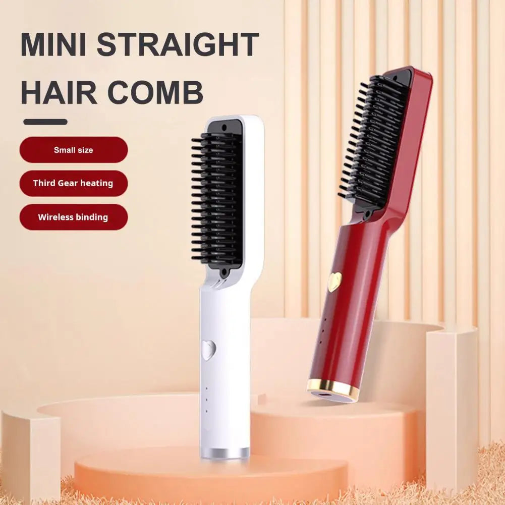 Hair Straightening Comb Portable Wireless Hair Straightener Brush for - Timeless Beauty