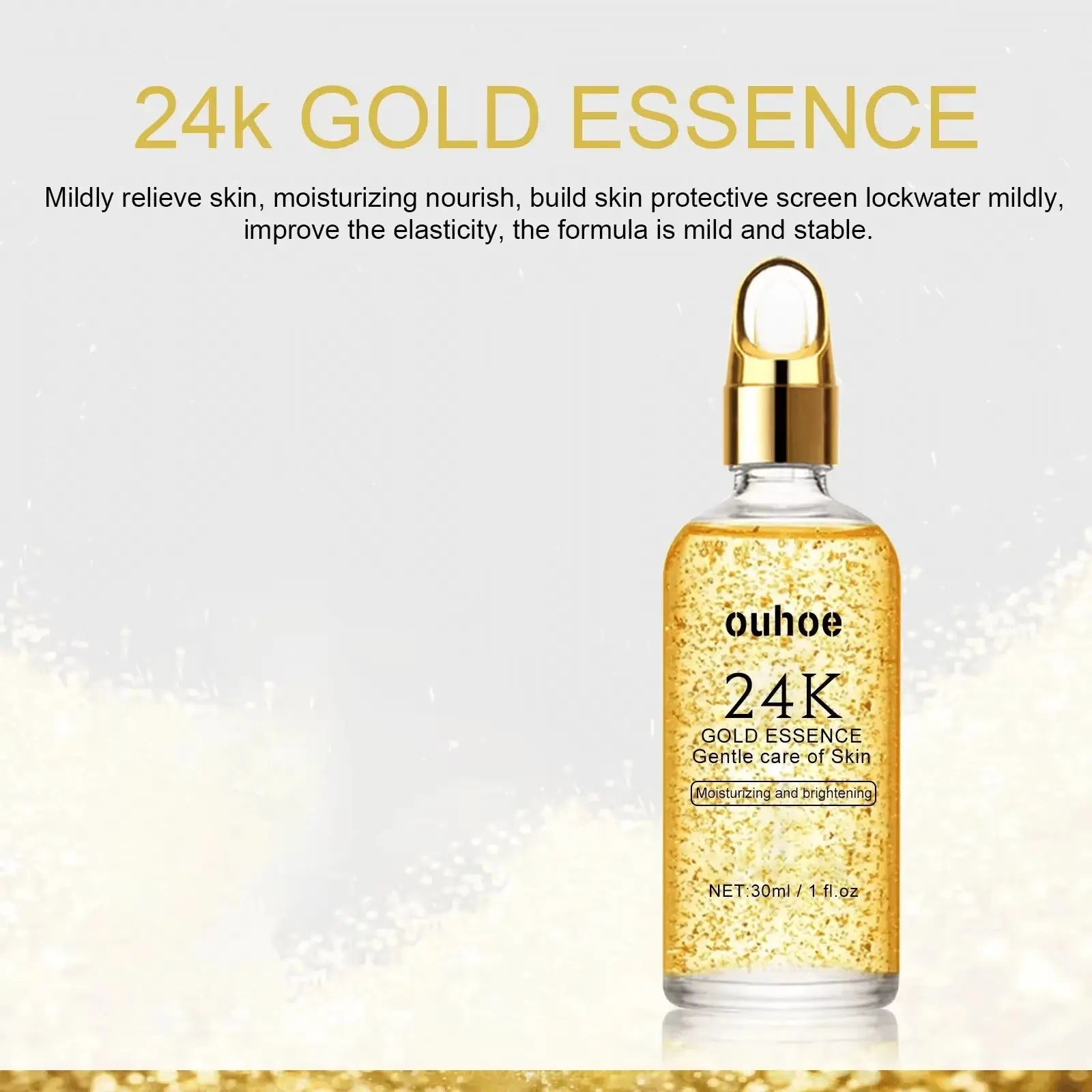24K Gold Face Serum Hyaluronic Acid Moisturizing Whitening Fade Fine Lines Shrinks Pores Anti-Aging Brighten Essence Skin Care - Timeless Beauty