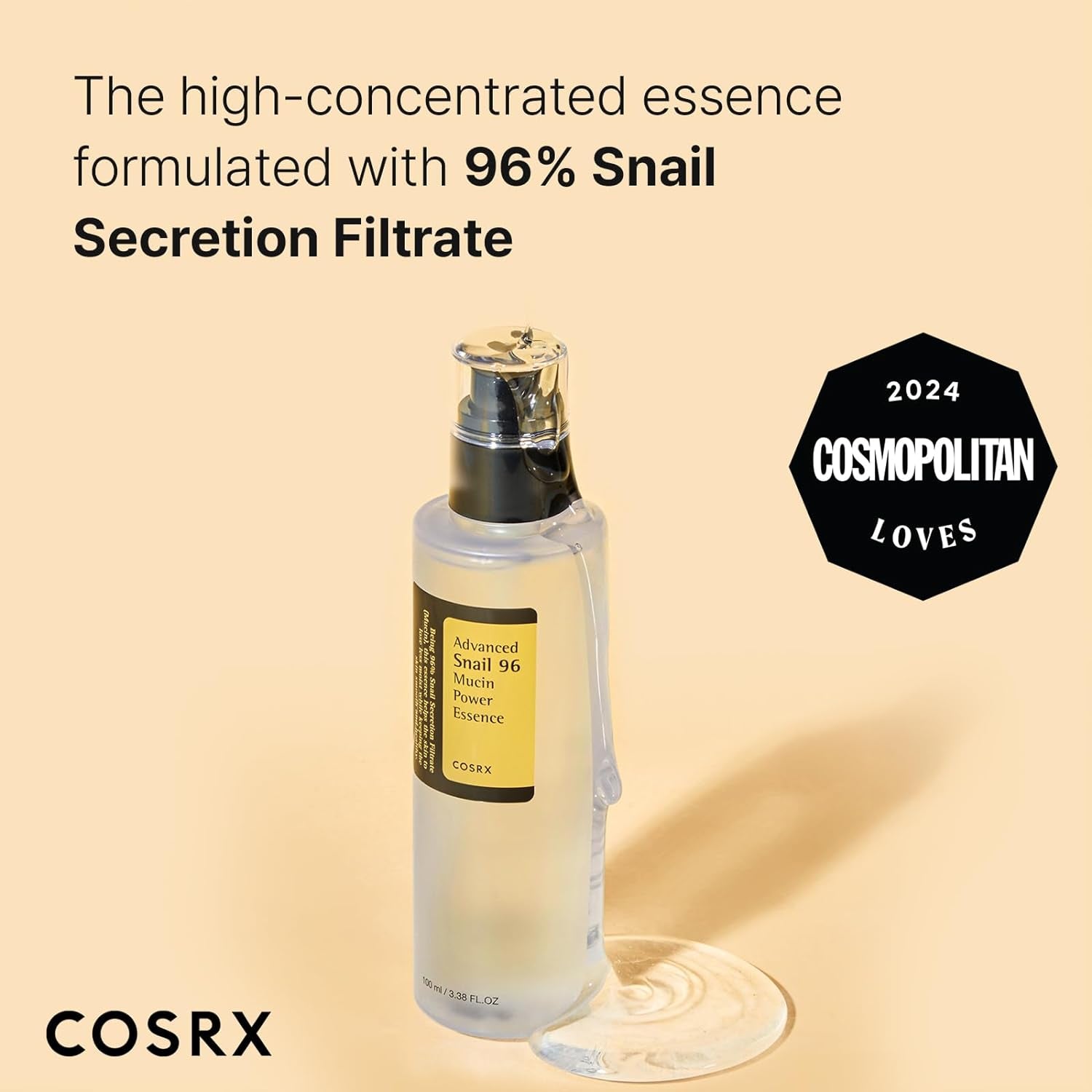 Snail Mucin 96% Power Face Serum 3.38 Fl Oz 100Ml, Hydrating Serum for Face, Self Care, Glow Skin under Makeup, Korean Skin Care, Korean Beauty - Timeless Beauty