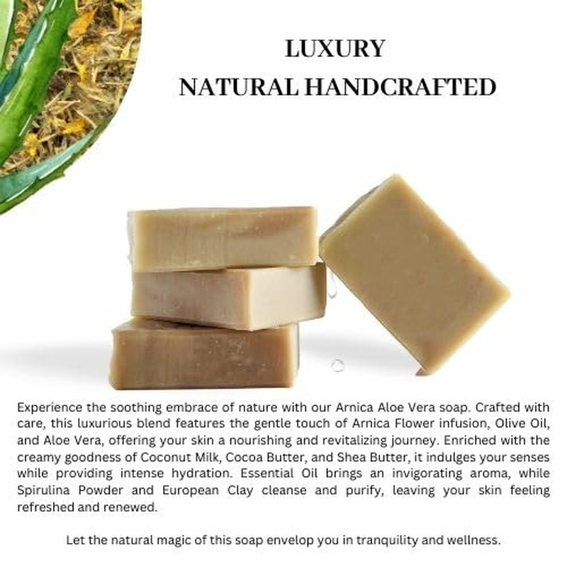Arnica Aloe Vera with Rosemary Handcrafted Soap | Vegan | 100% Natural |Stimulates and Hydrating Properties for Hand, Face, & Body | Miami-Made - 1 Bar - Timeless Beauty