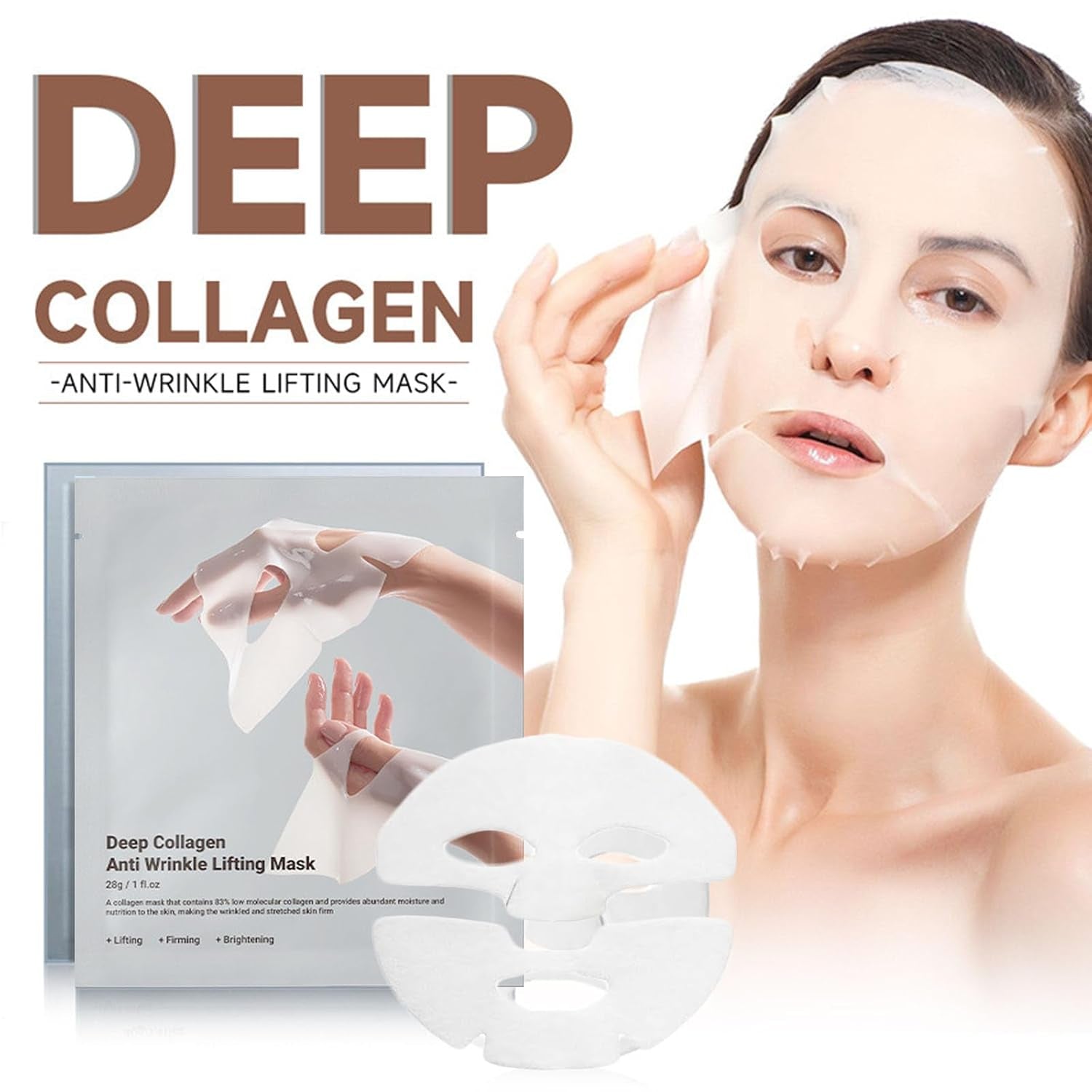 Deep Collagen Face Mask, Bio-Collagen Korean Overnight Hydrogel Mask, anti Wrinkle Firming Lifting Korean Collagen Films for Improve Skin Elasticity,Firming and Moisturizing 5 Pack - Timeless Beauty
