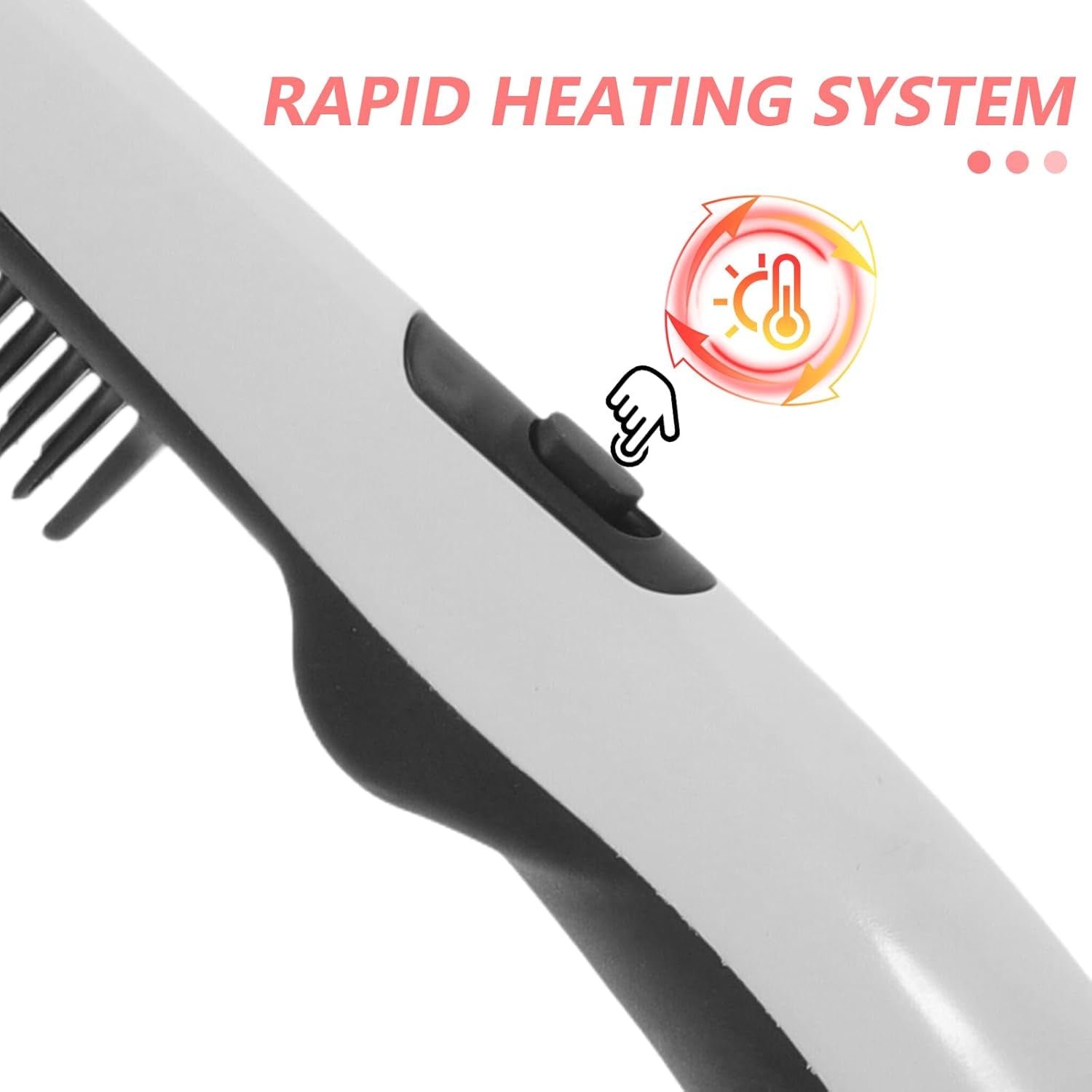 Hair Straightening Comb and Beard Straightener - Electric Portable Hairdressing Comb, White