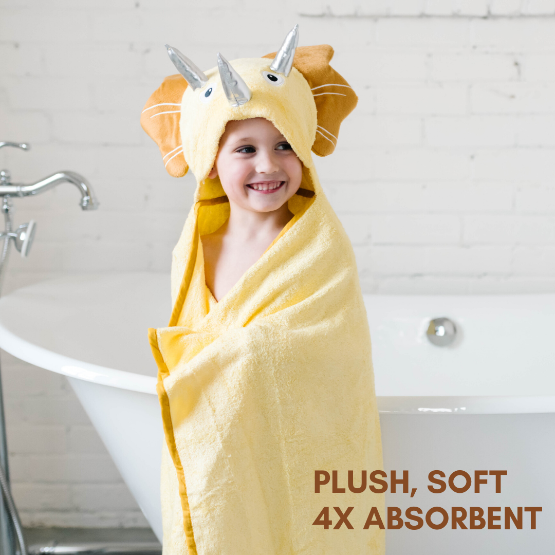 Toddler Hooded Towel Yellow Dinosaur - Timeless Beauty