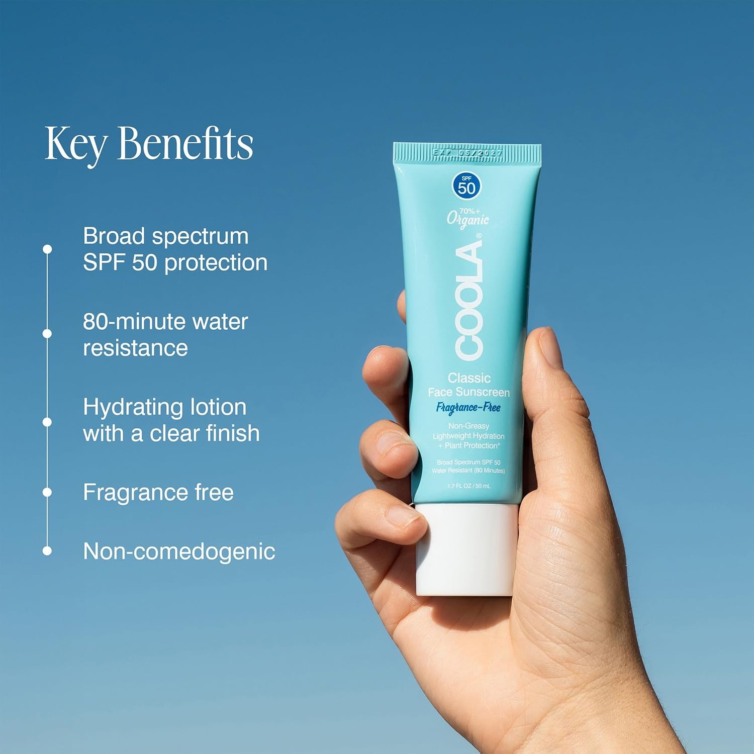 Organic Face Sunscreen SPF 50 Sunblock Lotion, Dermatologist Tested Skin Care for Daily Protection, Vegan and Gluten Free, Fragrance Free, 1.7 Fl Oz. - Timeless Beauty