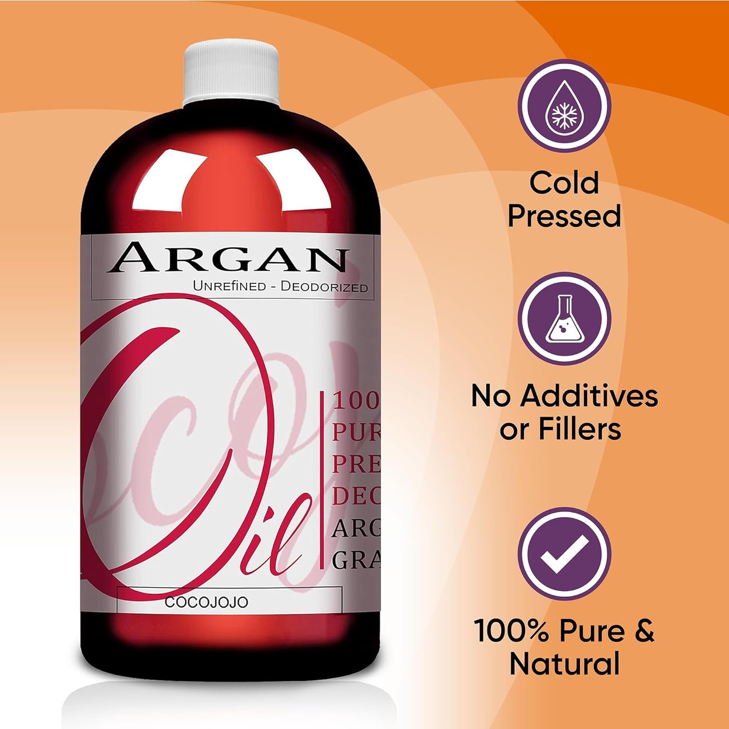Pure Argan Oil Deodorized Unrefined Cold Pressed, 32 Fluid Ounce - Timeless Beauty