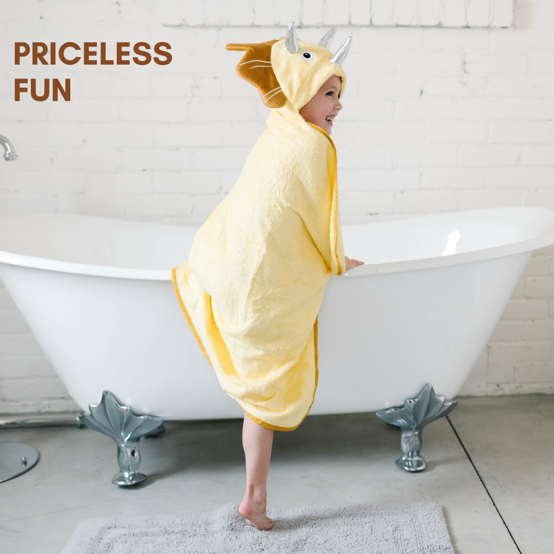 Toddler Hooded Towel Yellow Dinosaur - Timeless Beauty