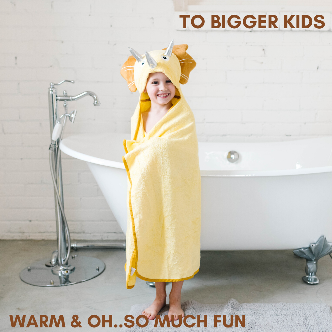 Toddler Hooded Towel Yellow Dinosaur - Timeless Beauty