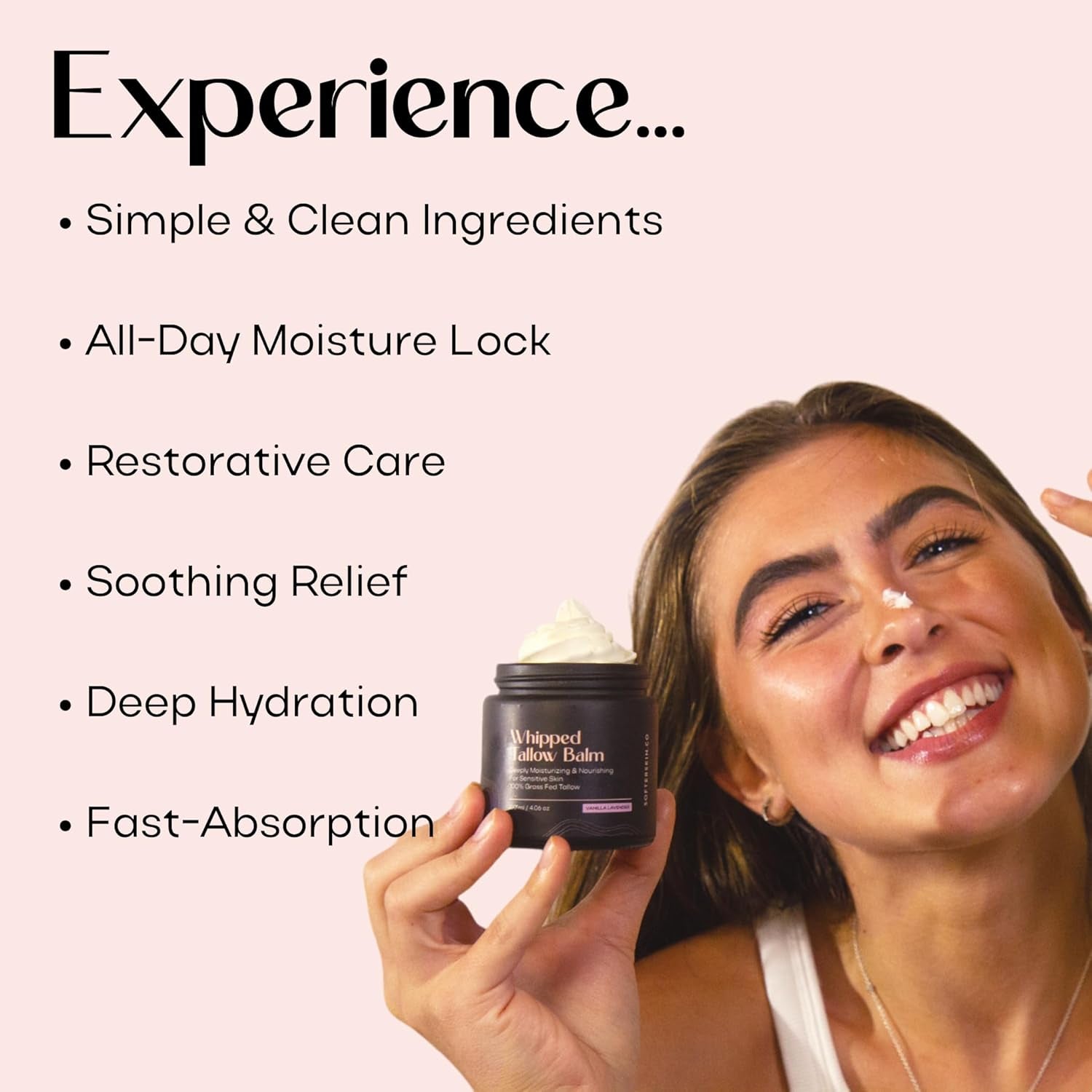 Beef Tallow for Skin (Unscented 2 Oz) - Whipped Tallow Balm for Face and Body - Natural Moisturizer for Sensitive Dry Skin - Handmade Body Butter - 100% Grass-Fed Tallow Cream for Skincare - Belly Butter Lotion - Timeless Beauty