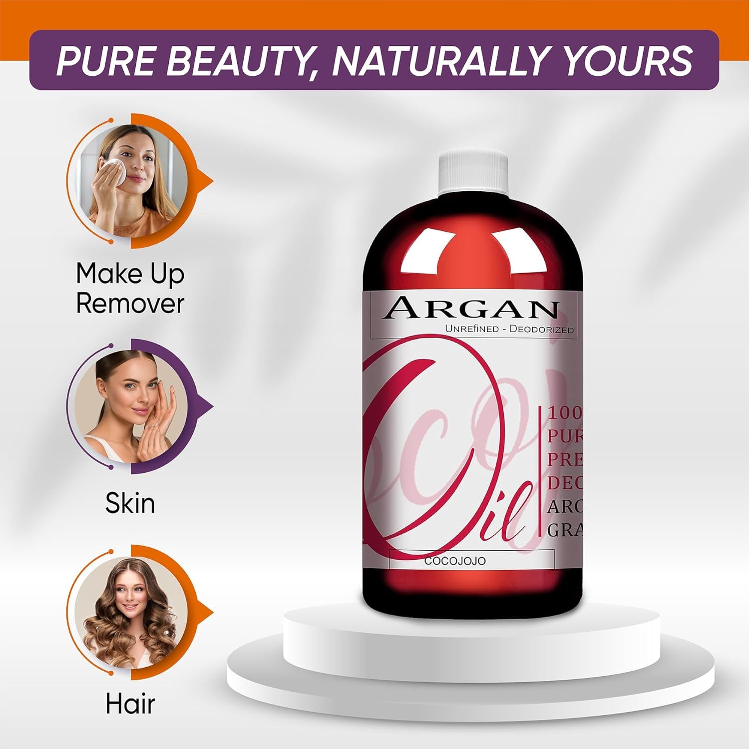 Pure Argan Oil Deodorized Unrefined Cold Pressed, 32 Fluid Ounce - Timeless Beauty