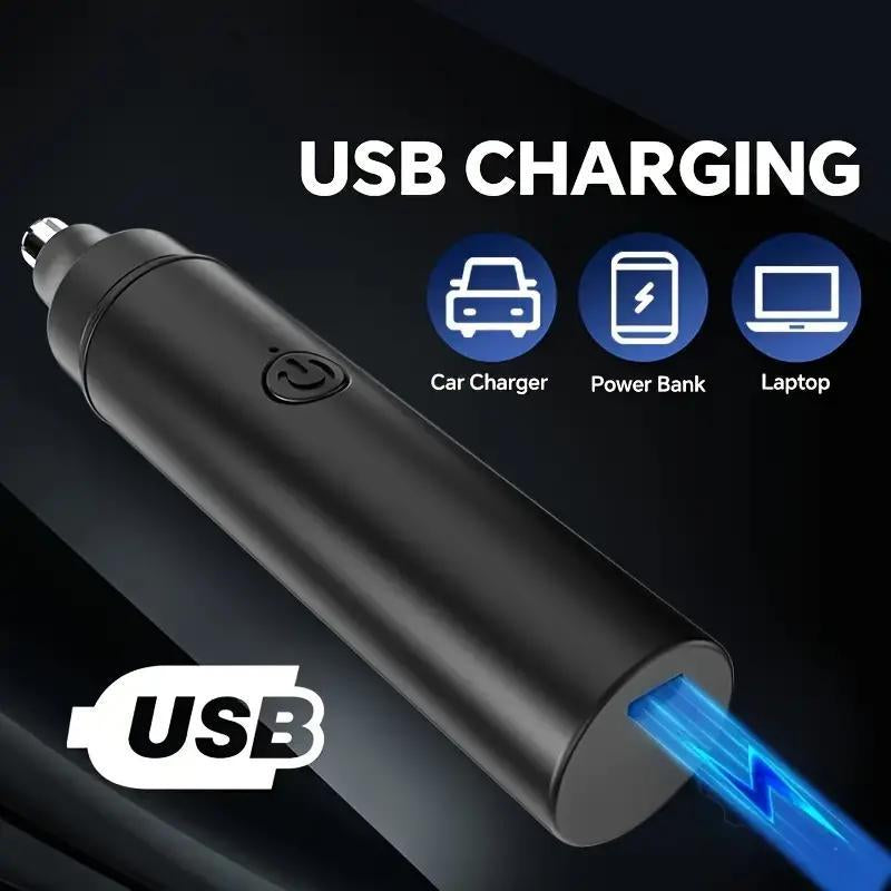 1 Set Electric Nose Hair Trimmer, Black USB Charging Painless Nose Hair Shaver, Personal Care Accessories for Men & Women, Hair Removal Device, Cleaning Nose - Timeless Beauty