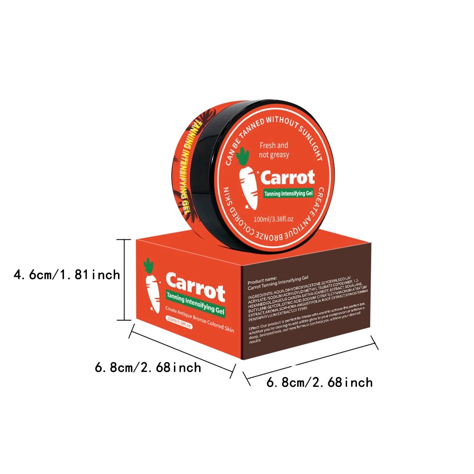 CARROT Tanning Intensifying Gel Peach Beauty Carrot Black Gel 100Ml/3.38Fl.Oz Lasting Gel Brown Tanning Gel for Body Indoor Outdoor Self Tanners Beach Women Men Fl Studio - Timeless Beauty